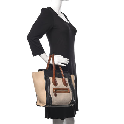 Celine Calfskin Linen Micro Tri-Color Luggage Beige 2 of 24