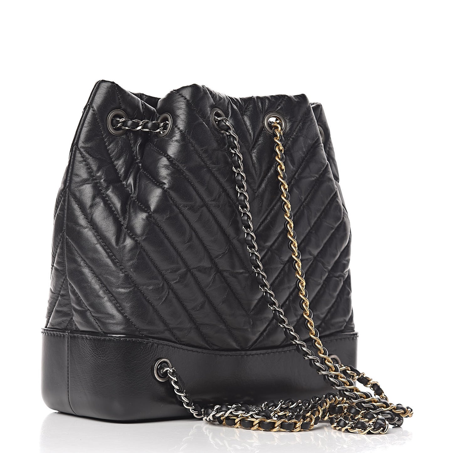 Aged Calfskin Chevron Quilted Small Gabrielle Backpack Black
