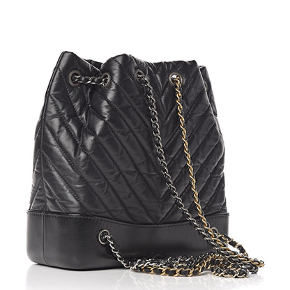 Chanel Aged Calfskin Chevron Quilted Small Gabrielle Backpack Black 3 of 11