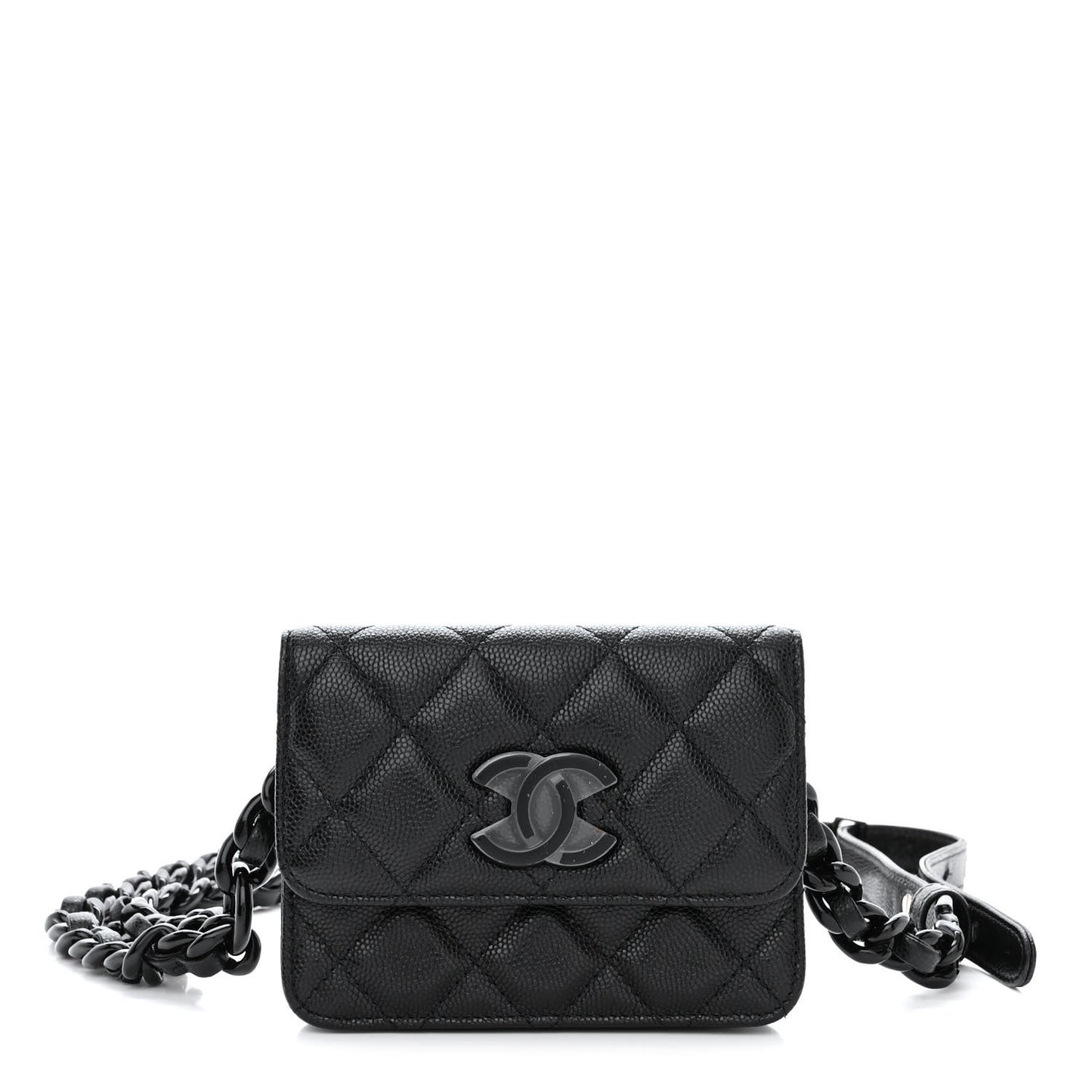 Caviar Quilted Incognito Belt Flap Card Holder Black