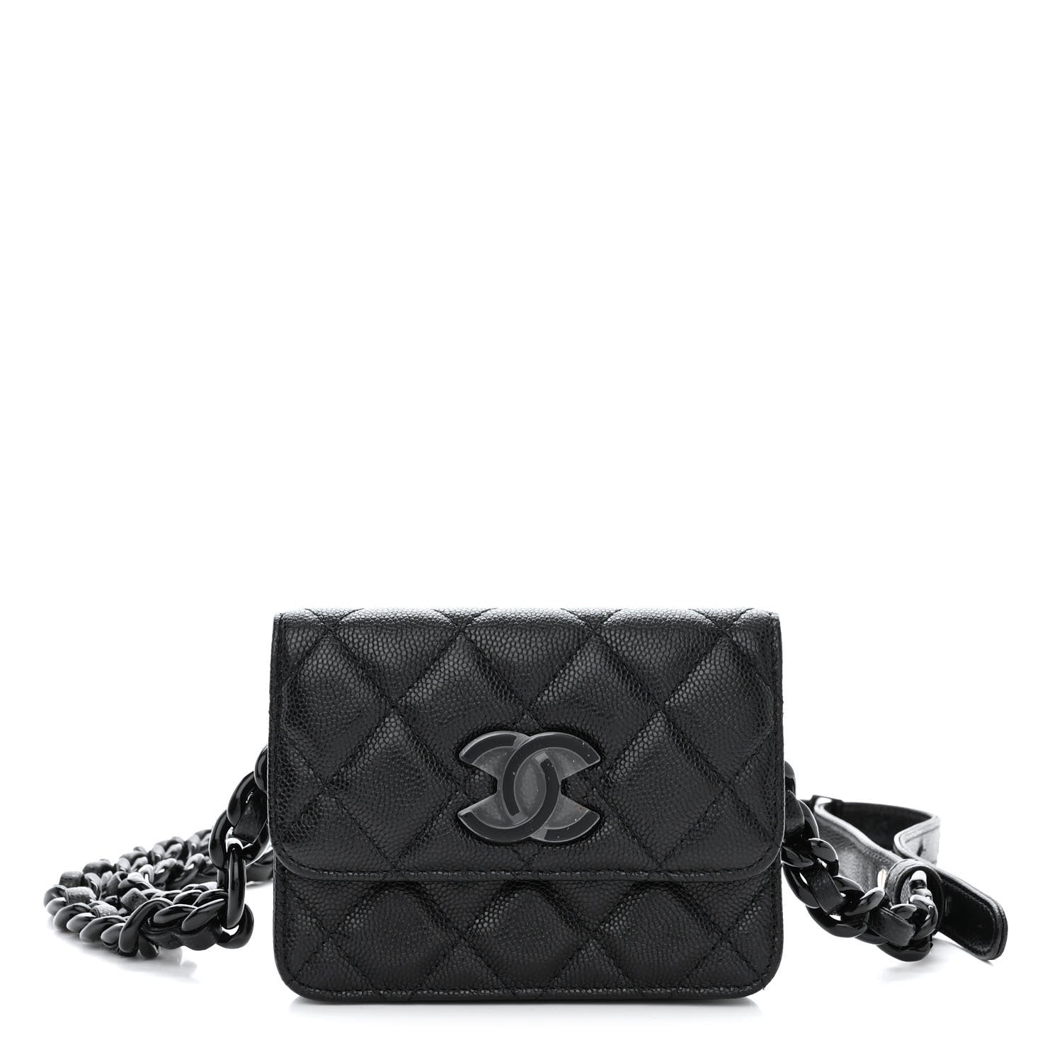 Chanel Caviar Quilted Incognito Belt Flap Card Holder Black 1 of 11