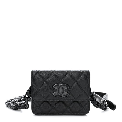 Chanel Caviar Quilted Incognito Belt Flap Card Holder Black 1 of 11