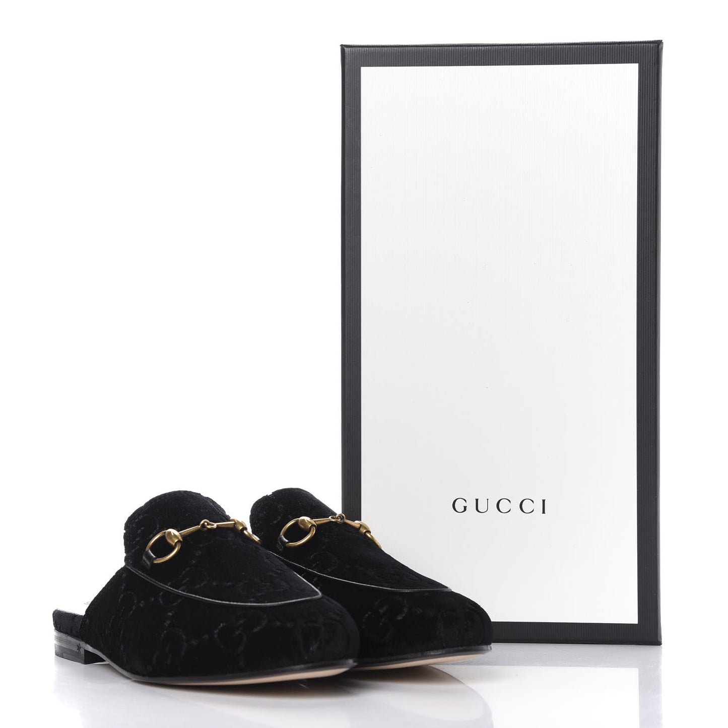 Velvet GG Monogram Womens Princetown Slippers 36 Black