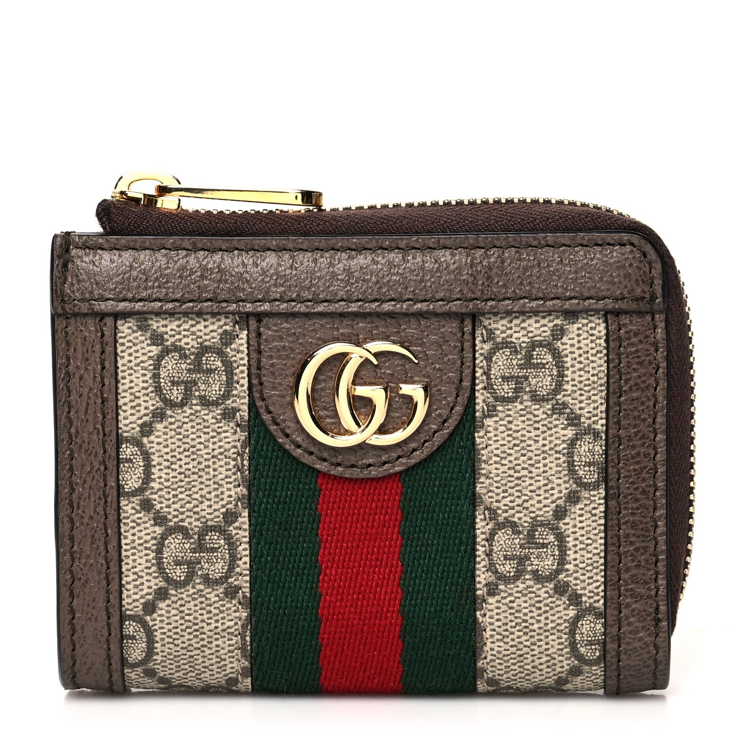 GG Supreme Monogram Web Ophidia Zip Wallet Beige New Acero