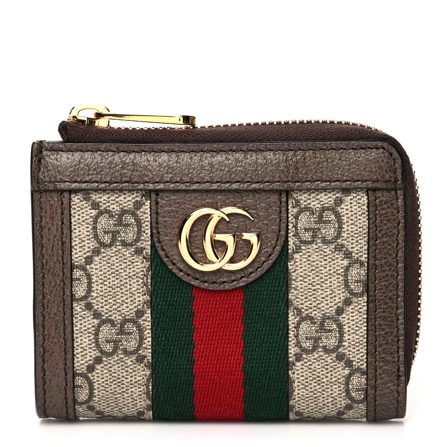 Gucci GG Supreme Monogram Web Ophidia Zip Wallet Beige New Acero 1 of 7