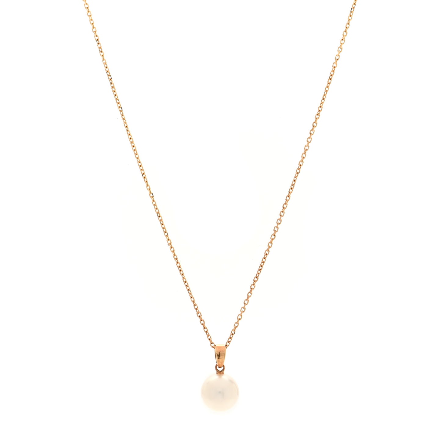 18K Yellow Gold Akoya Cultured Pearl 9mm Pendant Necklace