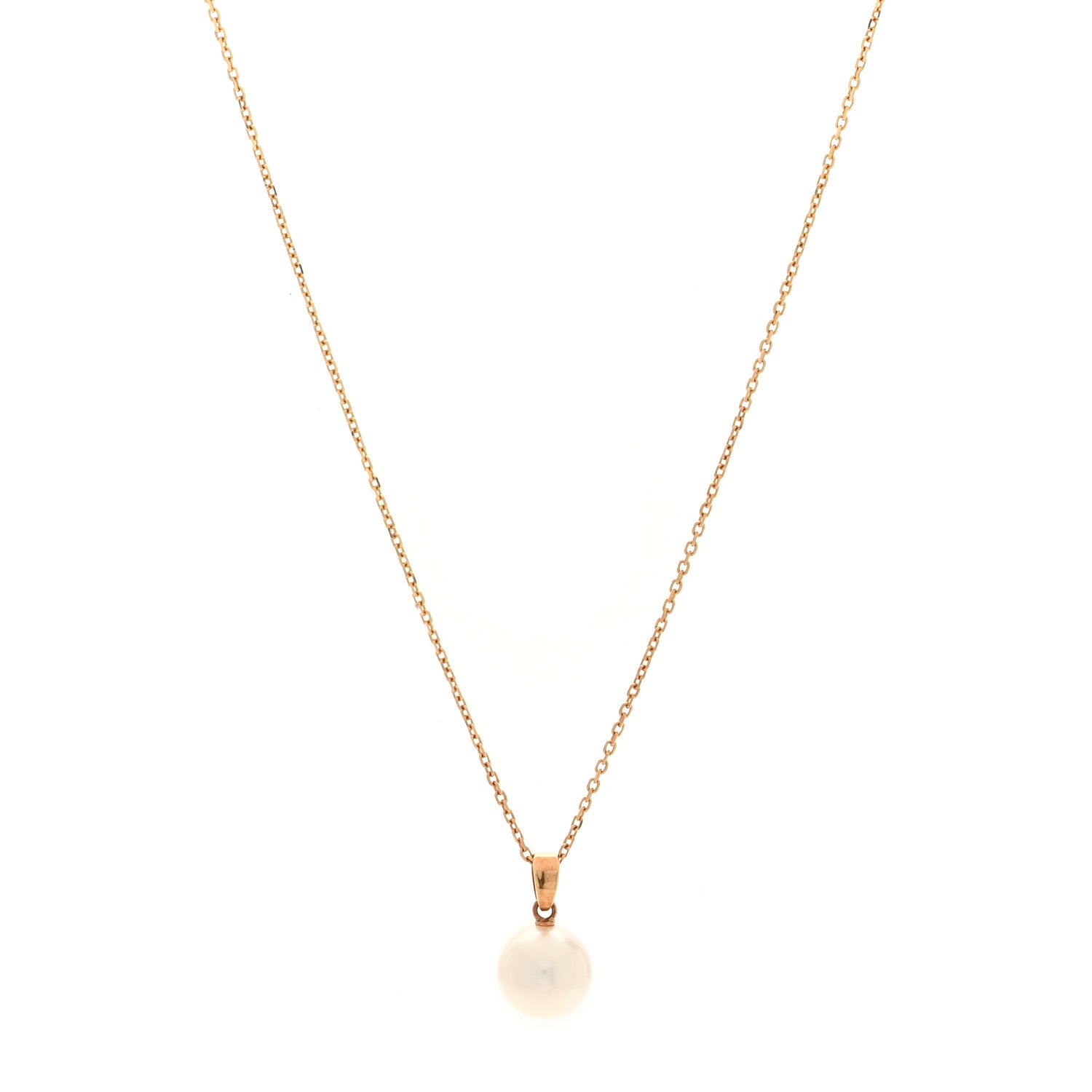 Mikimoto 18K Yellow Gold Akoya Cultured Pearl 9mm Pendant Necklace 1 of 5