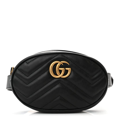 Gucci Calfskin Matelasse GG Marmont Belt Bag 75 30 Black 1 of 11