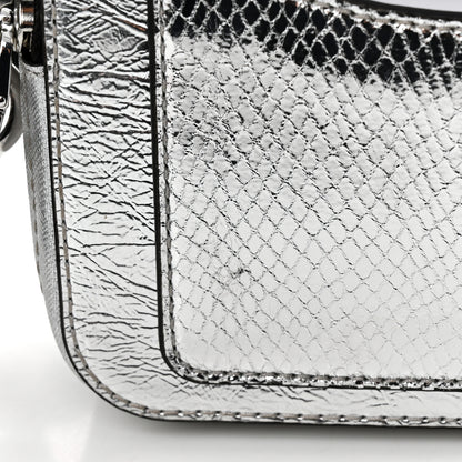 Marc Jacobs Metallic Sequin Snake Embossed Calfskin Stripe Snapshot Camera Bag Silver 12 of 14