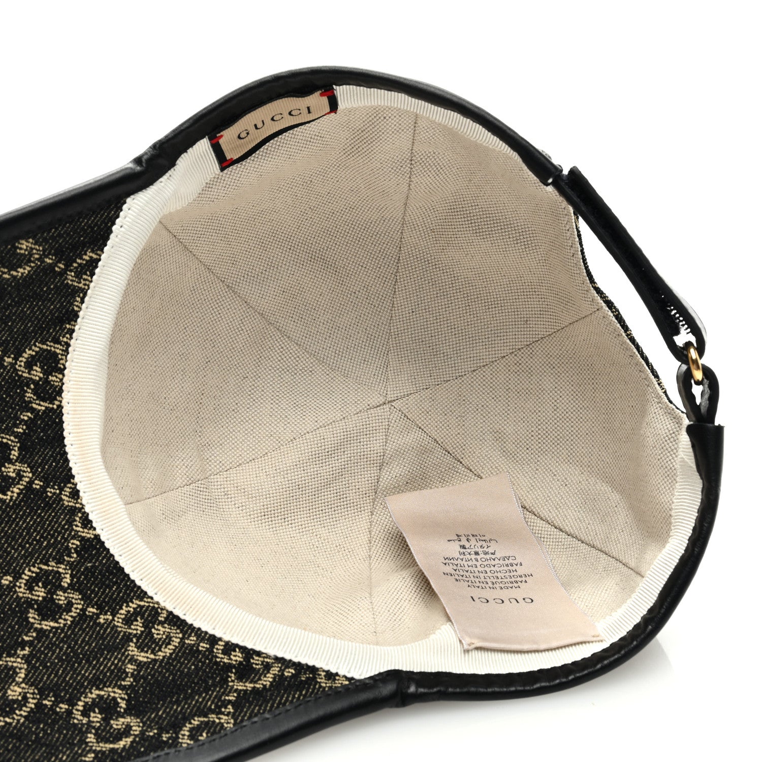 Gucci Denim Calfskin GG Monogram Oscar Baseball Hat S Black Ivory 6 of 7
