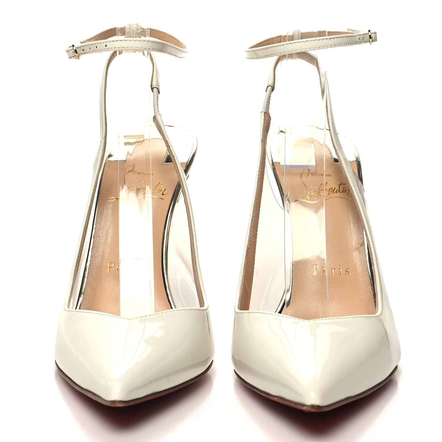 Christian Louboutin Patent PVC Optichoc 100 Pumps 37.5 White Light Gold 2 of 7