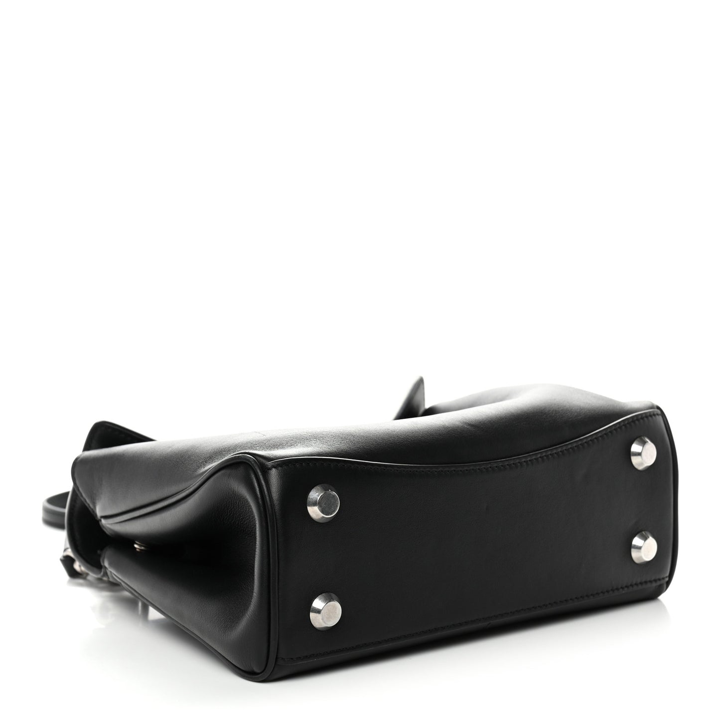 Natural Smooth Calfskin Mini Rodeo Top Handle Handbag Black