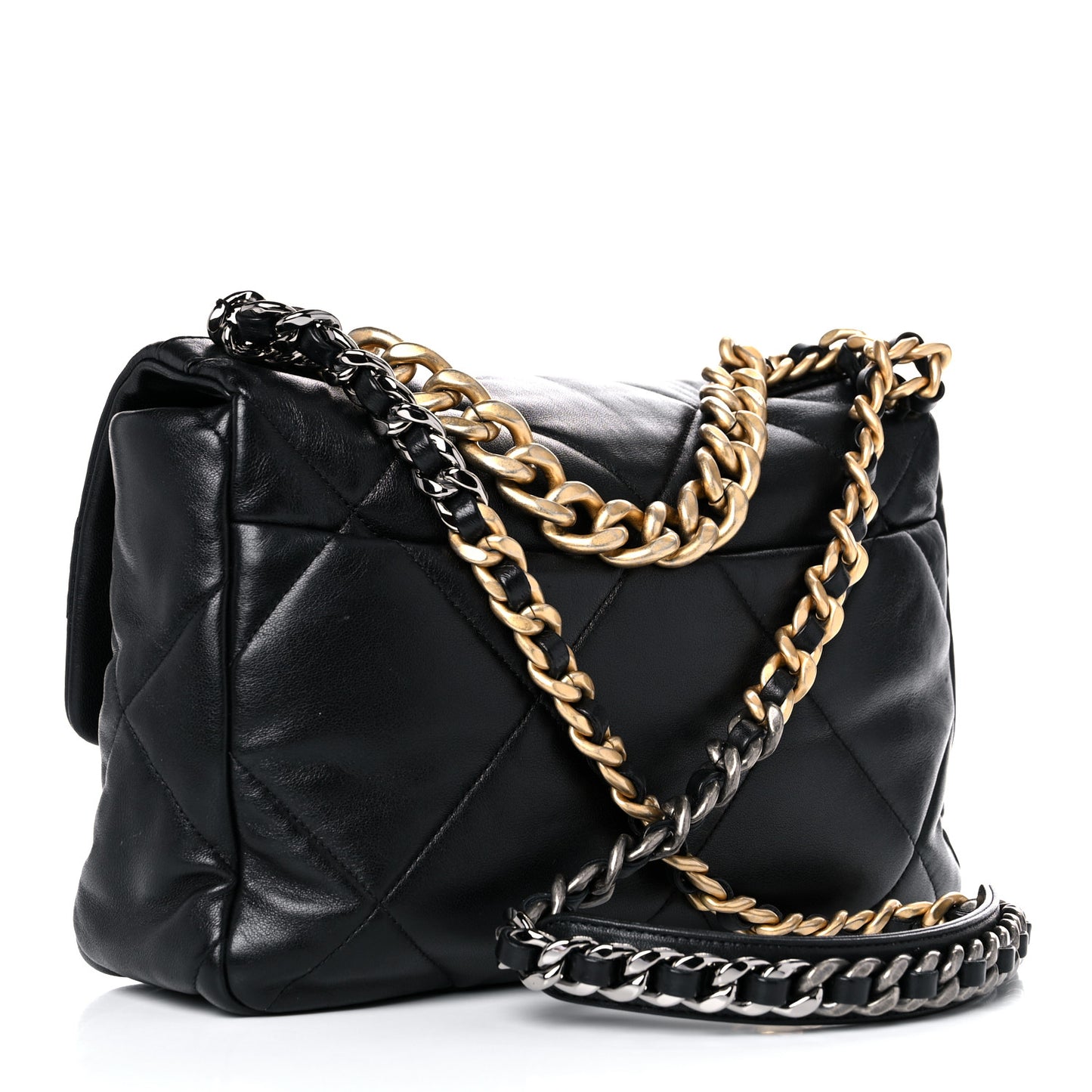 Lambskin Quilted Large Chanel 19 Flap Black
