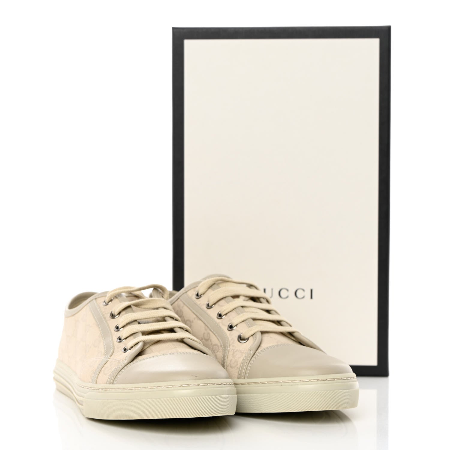Gucci Washed Cotton GG Monogram Calfskin Womens Low Top Sneakers 40 White Mystic White Great White 18 of 18