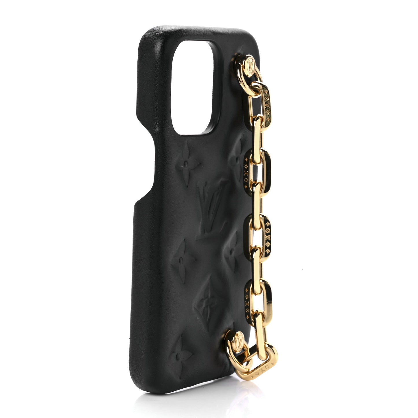 Lambskin Embossed Monogram Coussin iPhone 13 Pro Bumper Black