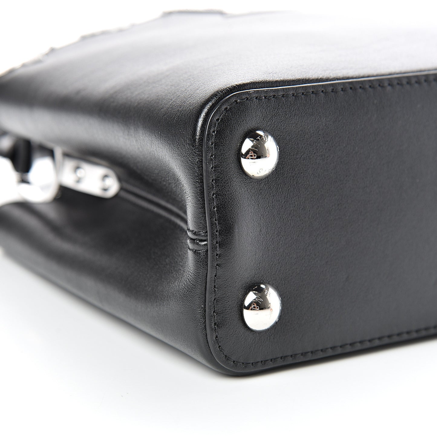 Smooth Calfskin Crystal Flowers Capucines BB Black