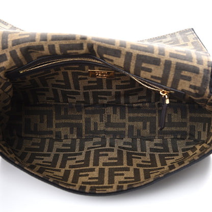 Fendi Fabric Jacquard FF 1974 Medium Baguette Tobacco Moro Black 4 of 9