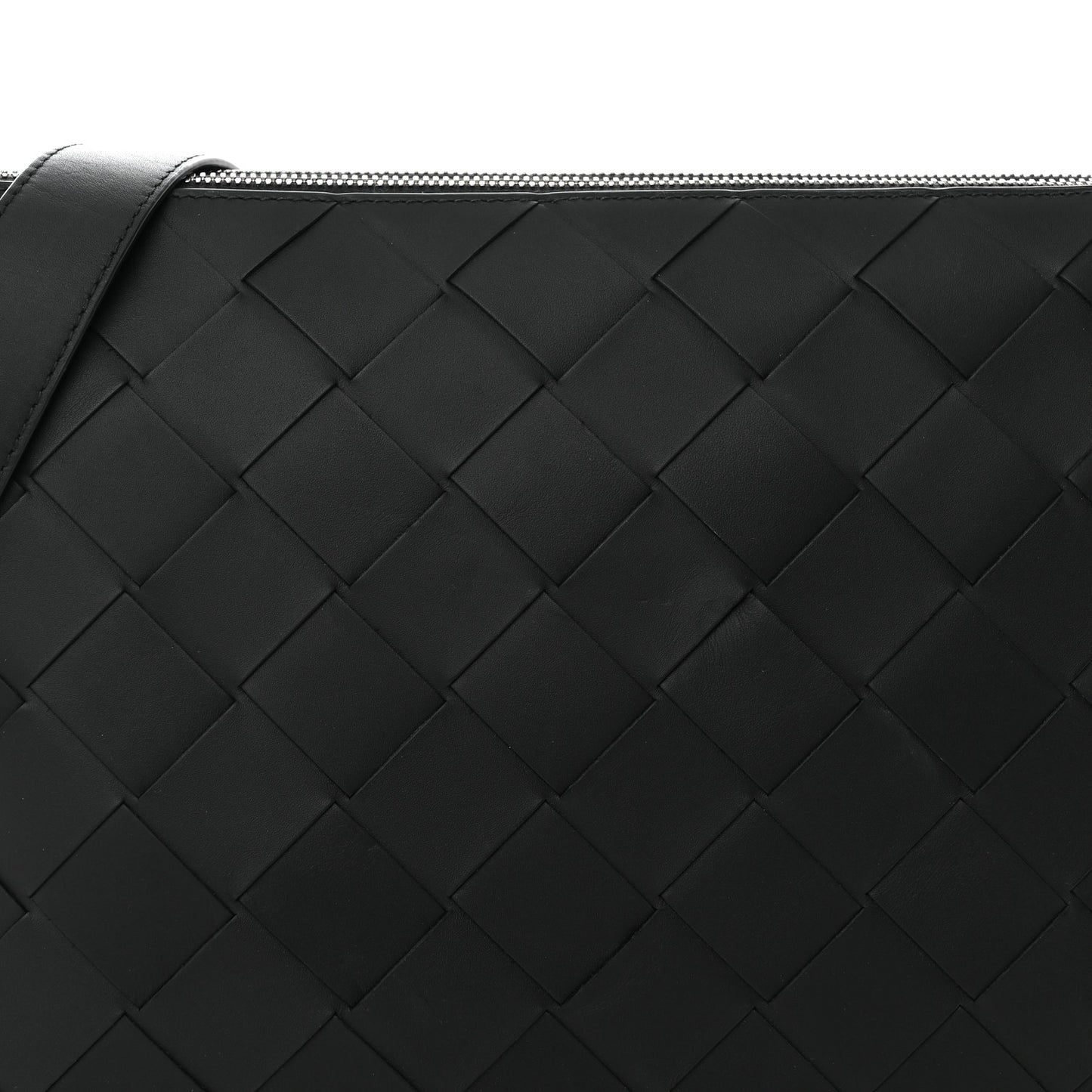 Nappa Intrecciato Triple Zip Messenger Bag Black
