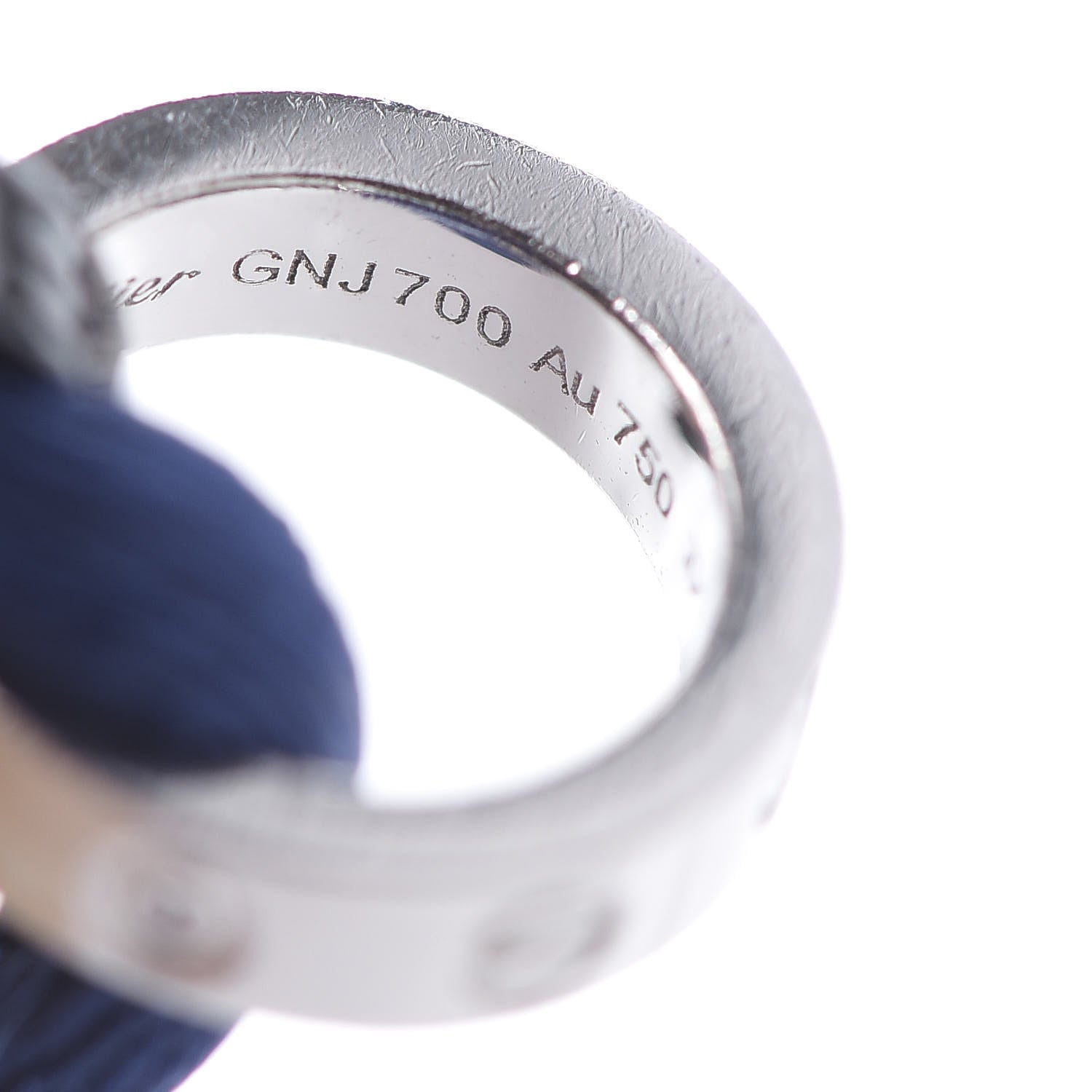 Cartier 18K White Gold Ceramic 4 Diamond LOVE Cord Bracelet Blue 5 of 7