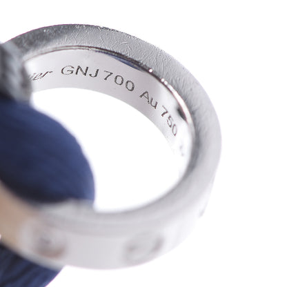 Cartier 18K White Gold Ceramic 4 Diamond LOVE Cord Bracelet Blue 5 of 7