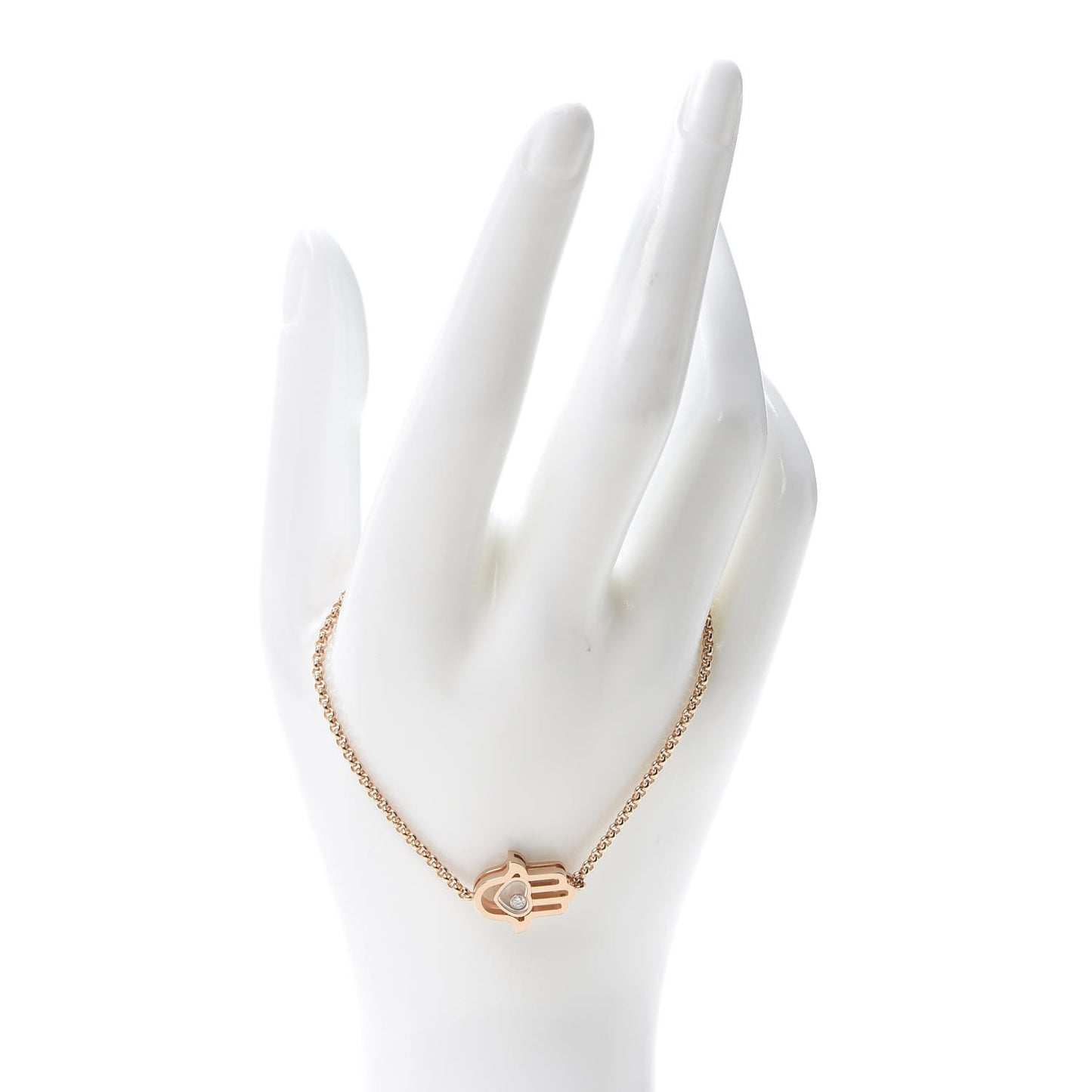 18K Rose Gold Diamond Happy Diamonds Good Luck Charm Hamsa Bracelet