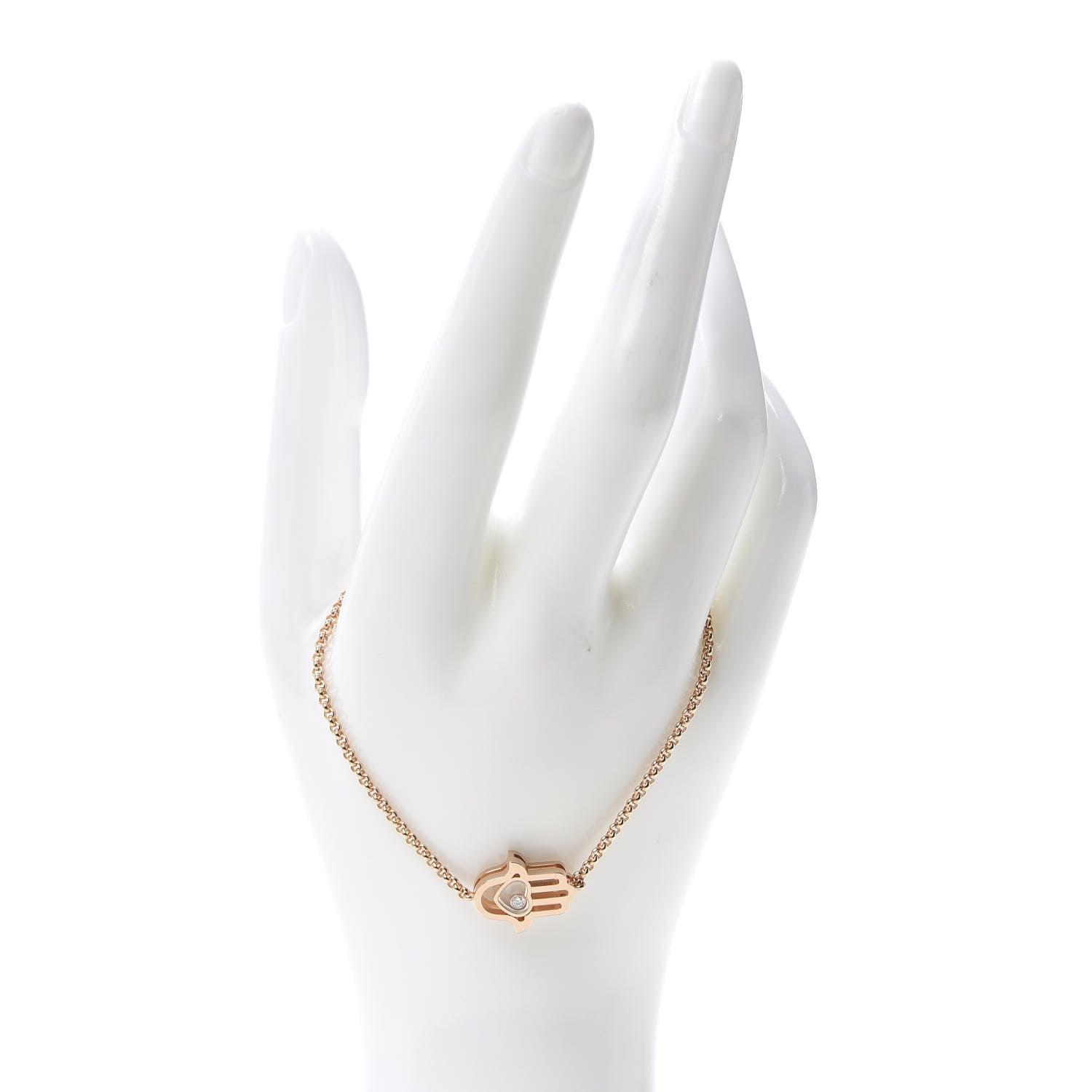 Chopard 18K Rose Gold Diamond Happy Diamonds Good Luck Charm Hamsa Bracelet 2 of 6
