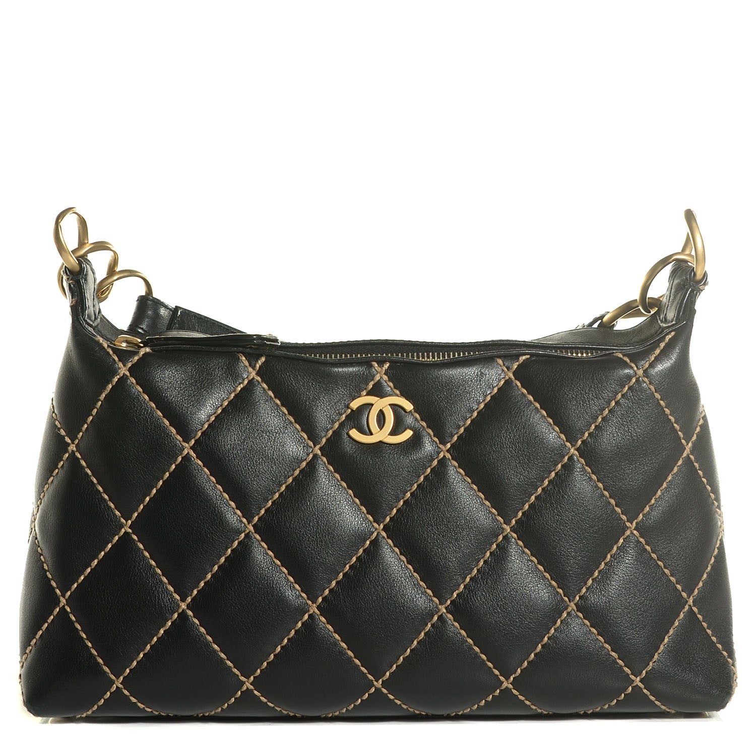Chanel Calfskin Wild Stitch Hobo Black 1 of 7