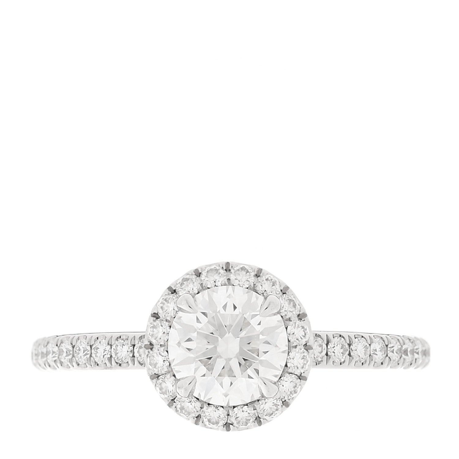 Harry Winston Platinum Diamond .57ct The One Round Brilliant Micropave Engagement Ring 47 4 1 of 6