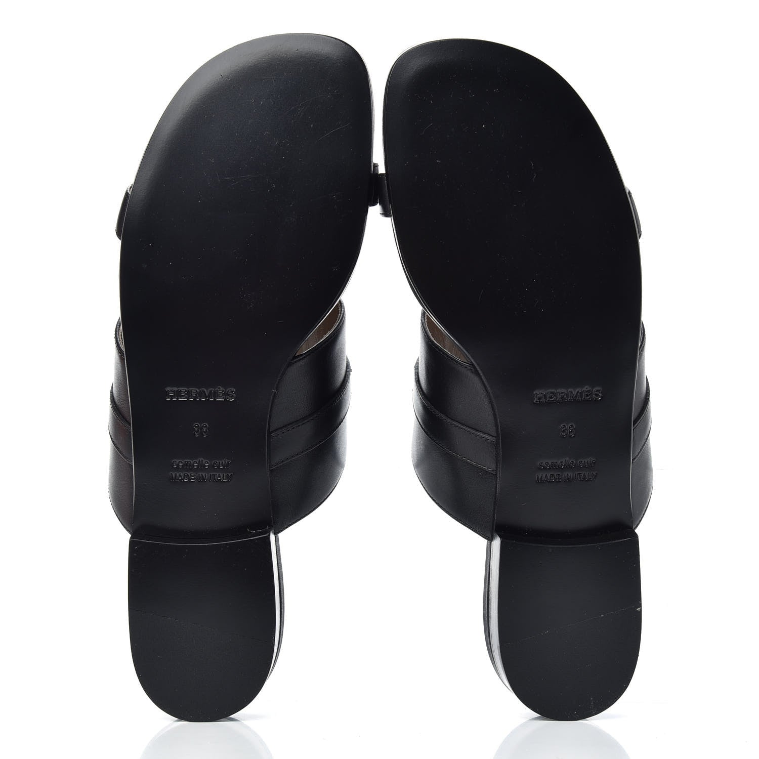 Hermes Calfskin Avenue Sandals 38 Black 6 of 9