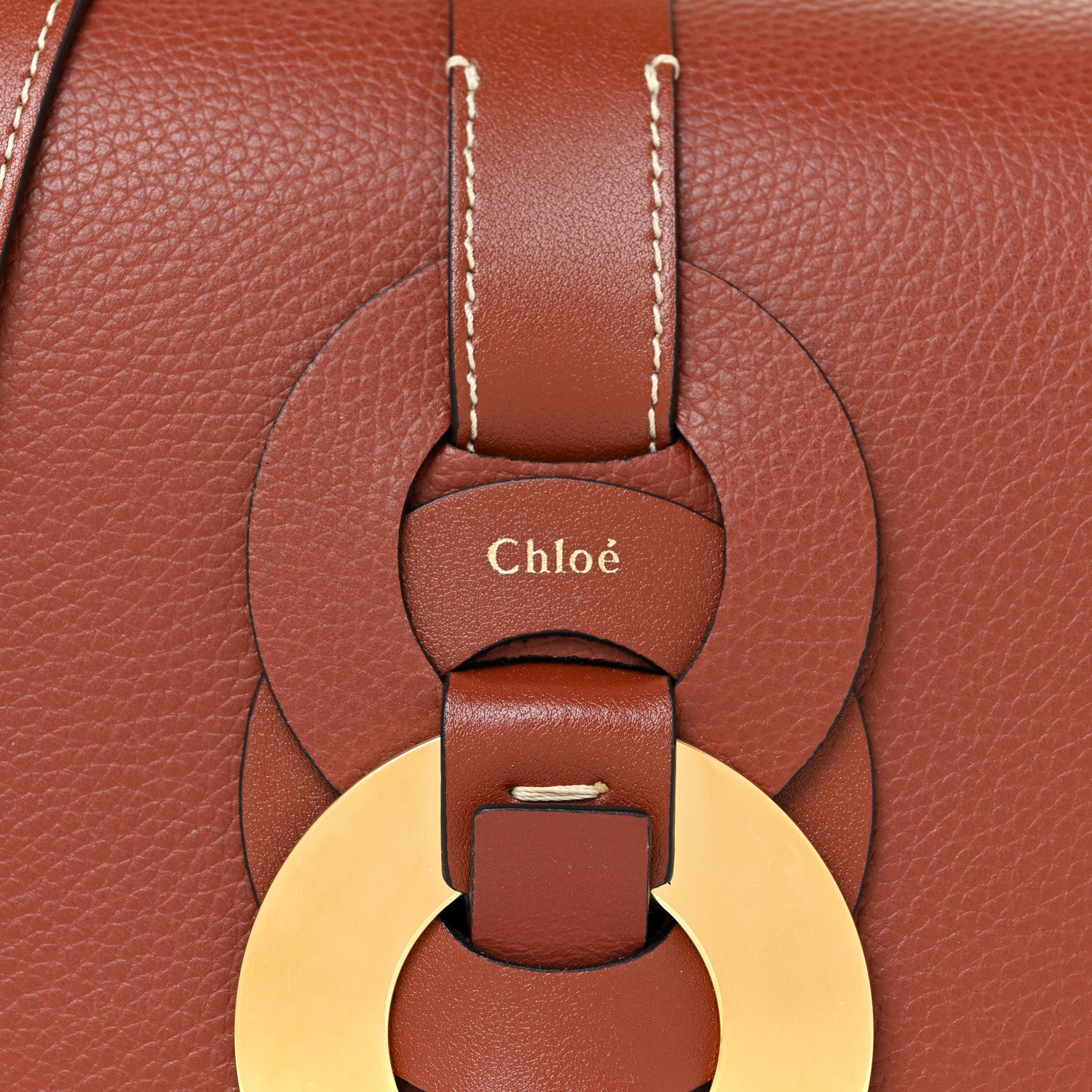 Chloe Grained Calfskin Small Darryl Saddle Crossbody Bag Sepia Brown 7 of 11