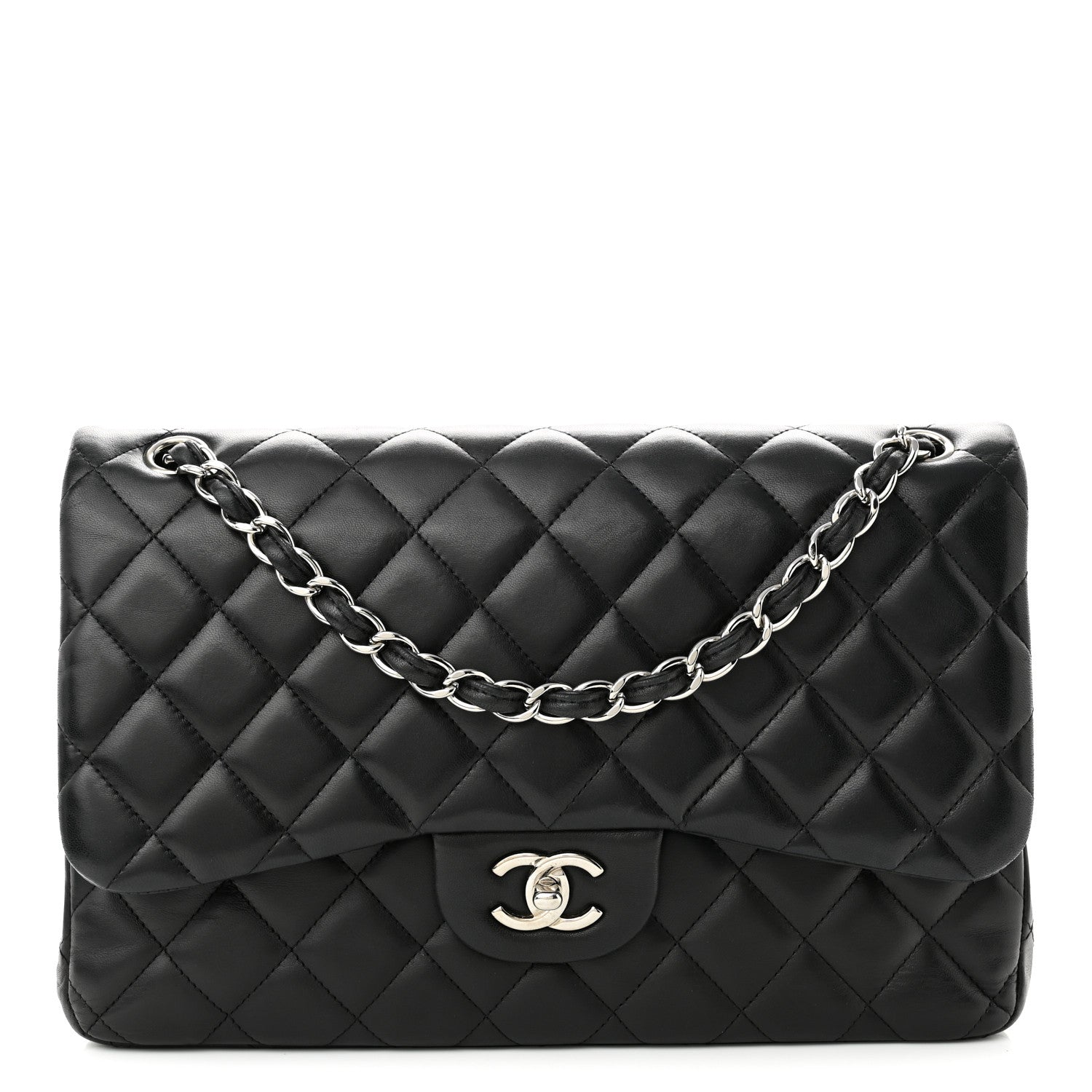 Chanel Lambskin Quilted Jumbo Double Flap Black 1 of 10