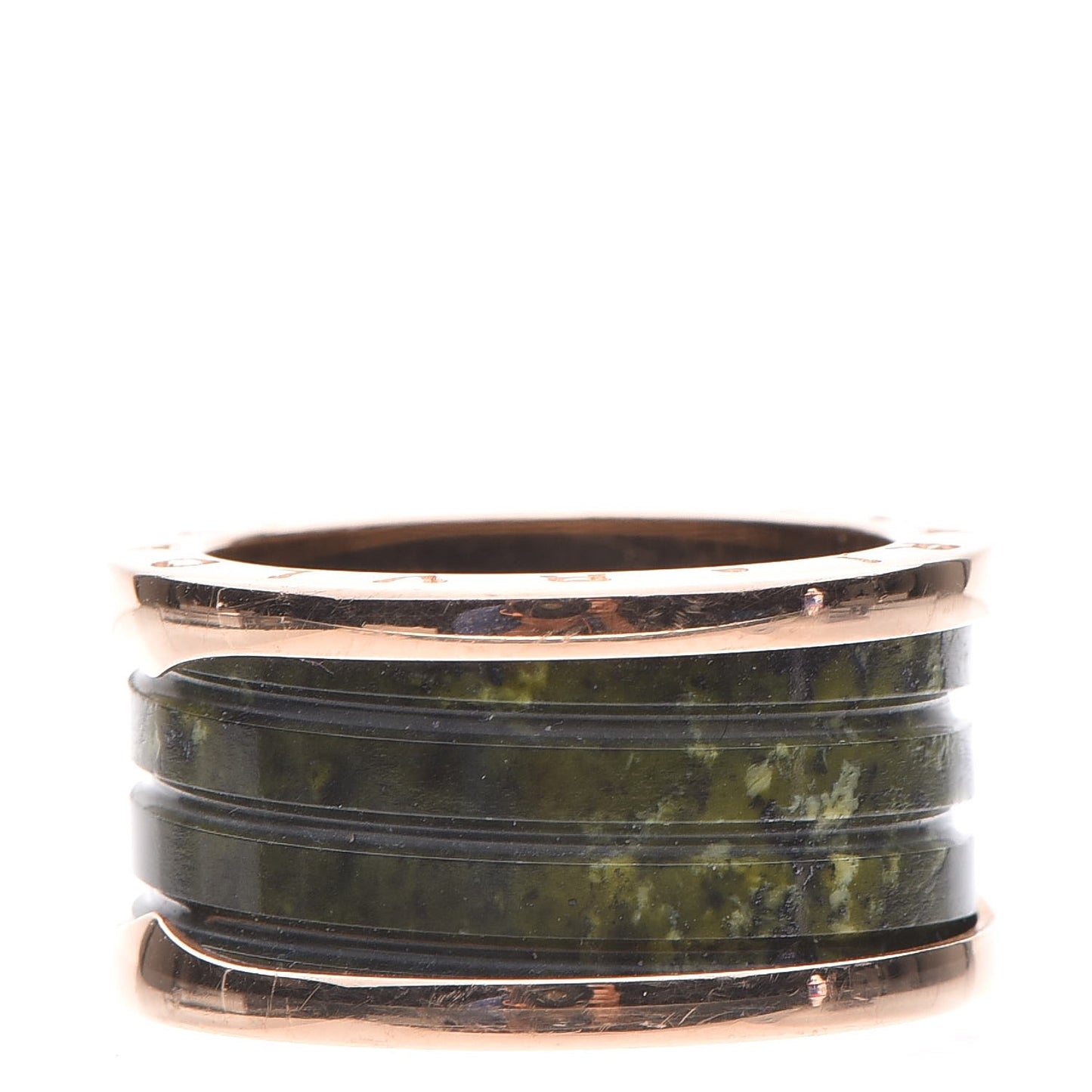 18K Rose Gold Green Marble B.Zero1 Ring 57 8