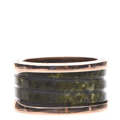 Bulgari 18K Rose Gold Green Marble B.Zero1 Ring 57 8 1 of 6