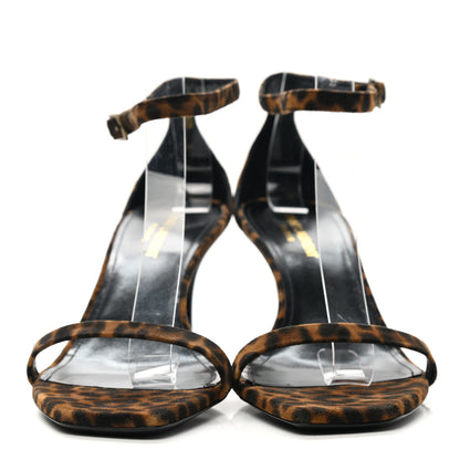 Saint Laurent Calf Hair Leopard Print Amber Ankle Strap Sandals 40 Brown 2 of 9