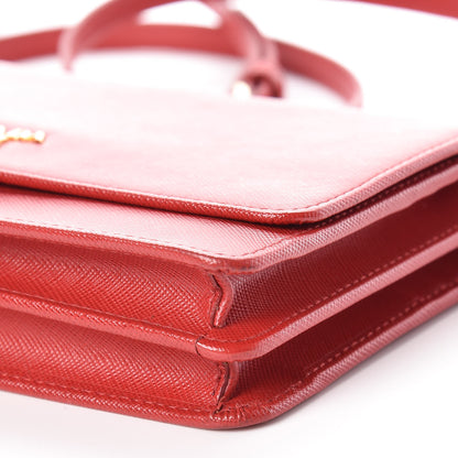 Prada Saffiano Metal Flap Wallet With Strap Fuoco 8 of 9