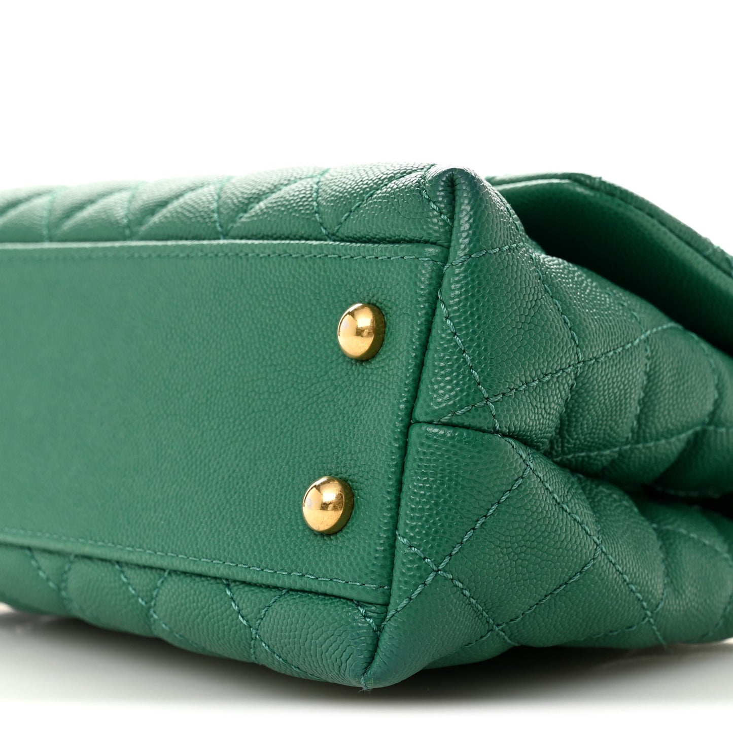 Caviar Quilted Mini Coco Handle Flap Green