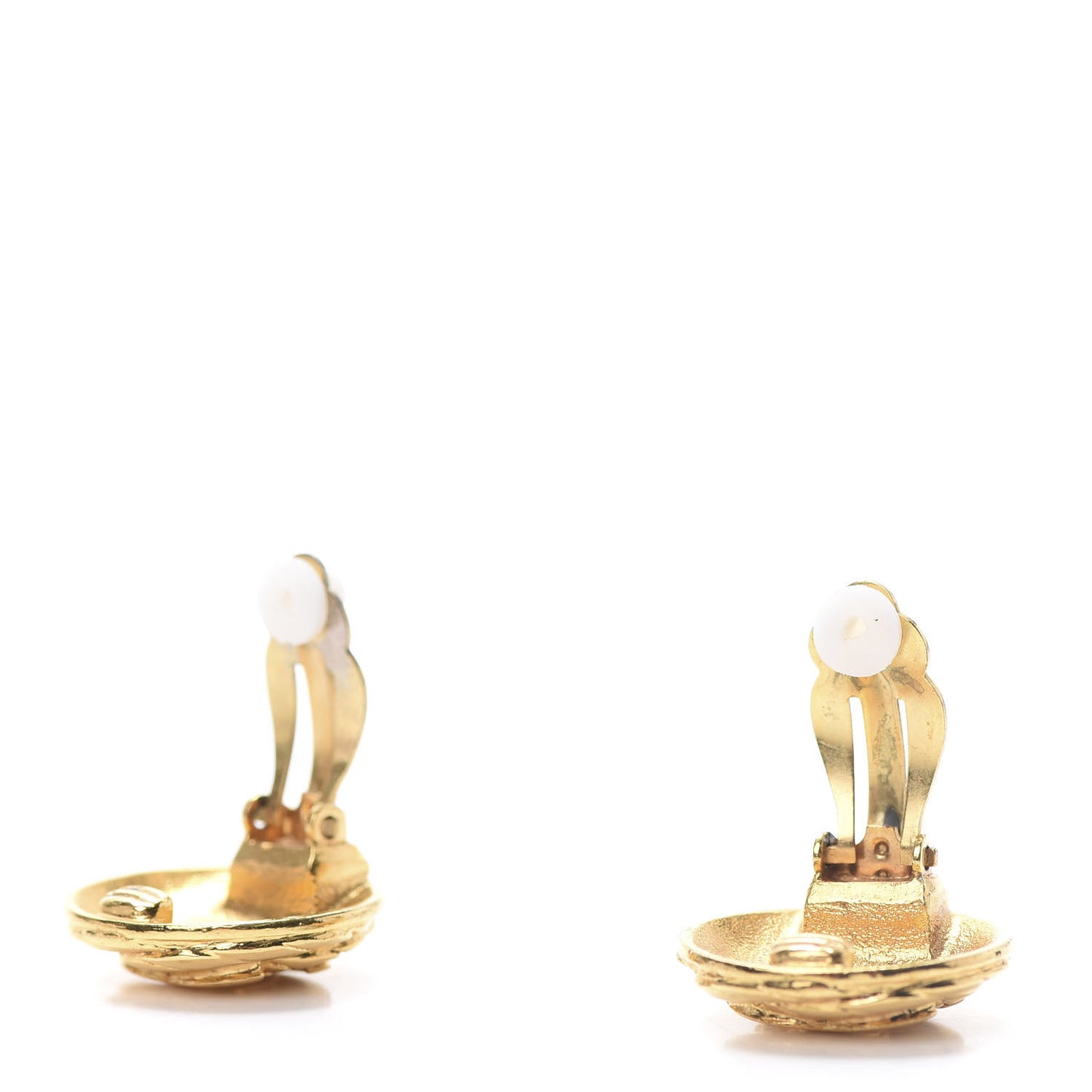 CC Button Clip On Earrings Gold