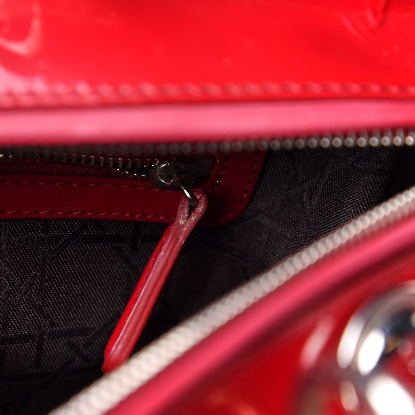 Patent Cannage Large Lady Dior Red