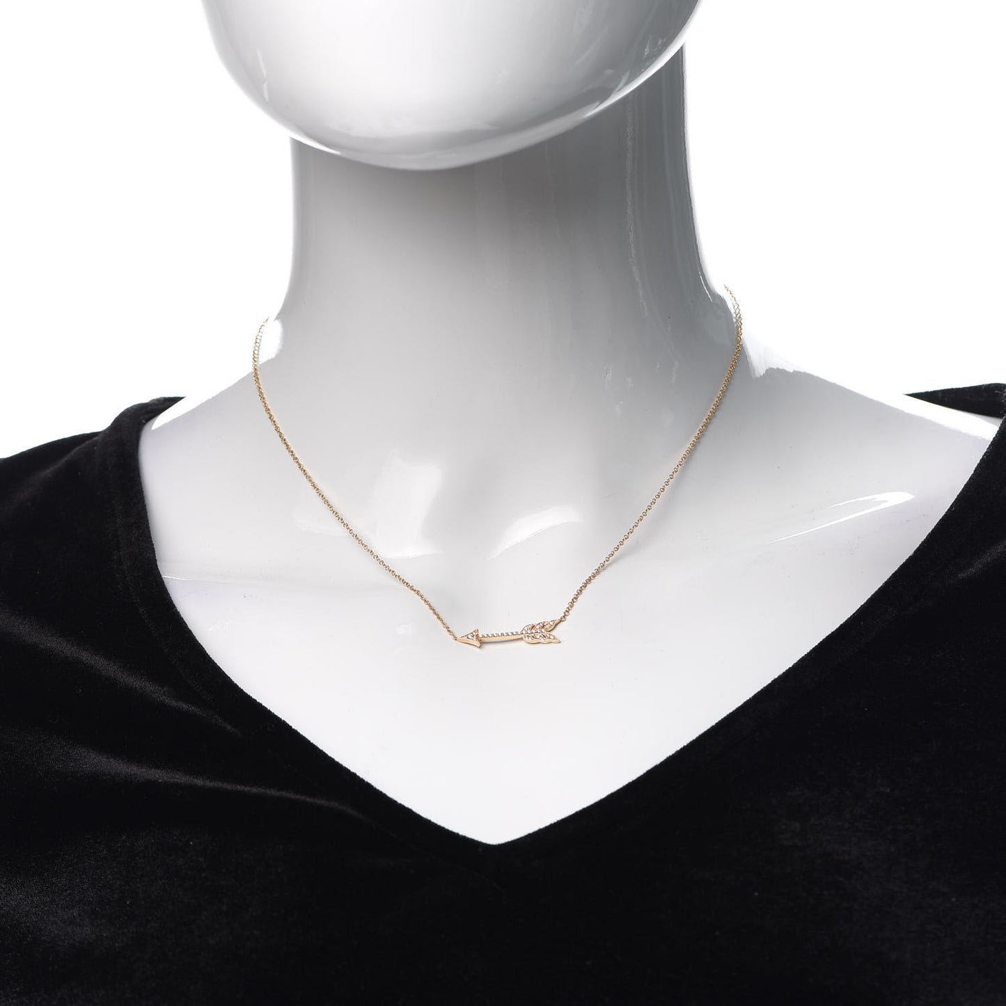 18K Yellow Gold Diamond Arrow Pendant Necklace