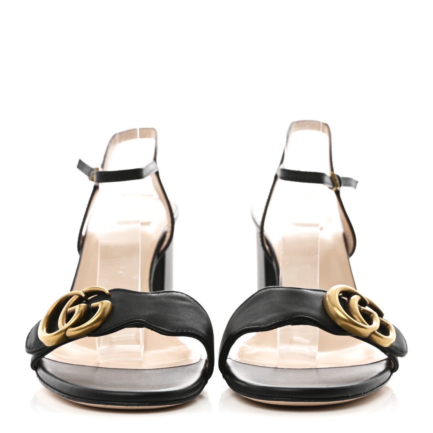 Lifford Calfskin GG Marmont Ankle Wrap 75mm Sandals 37.5 Black