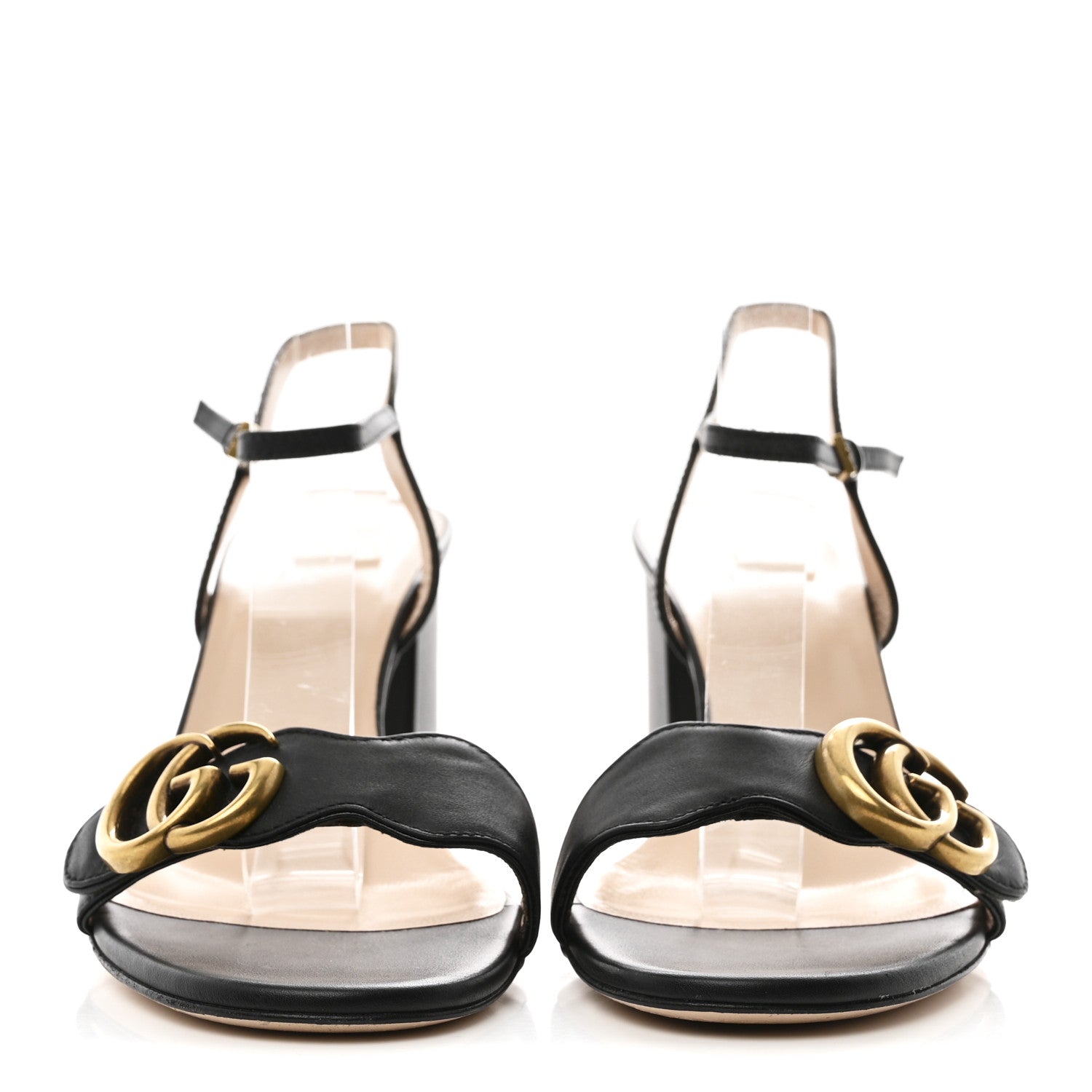 Gucci Lifford Calfskin GG Marmont Ankle Wrap 75mm Sandals 37.5 Black 3 of 10