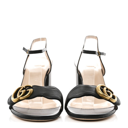 Gucci Lifford Calfskin GG Marmont Ankle Wrap 75mm Sandals 37.5 Black 3 of 10