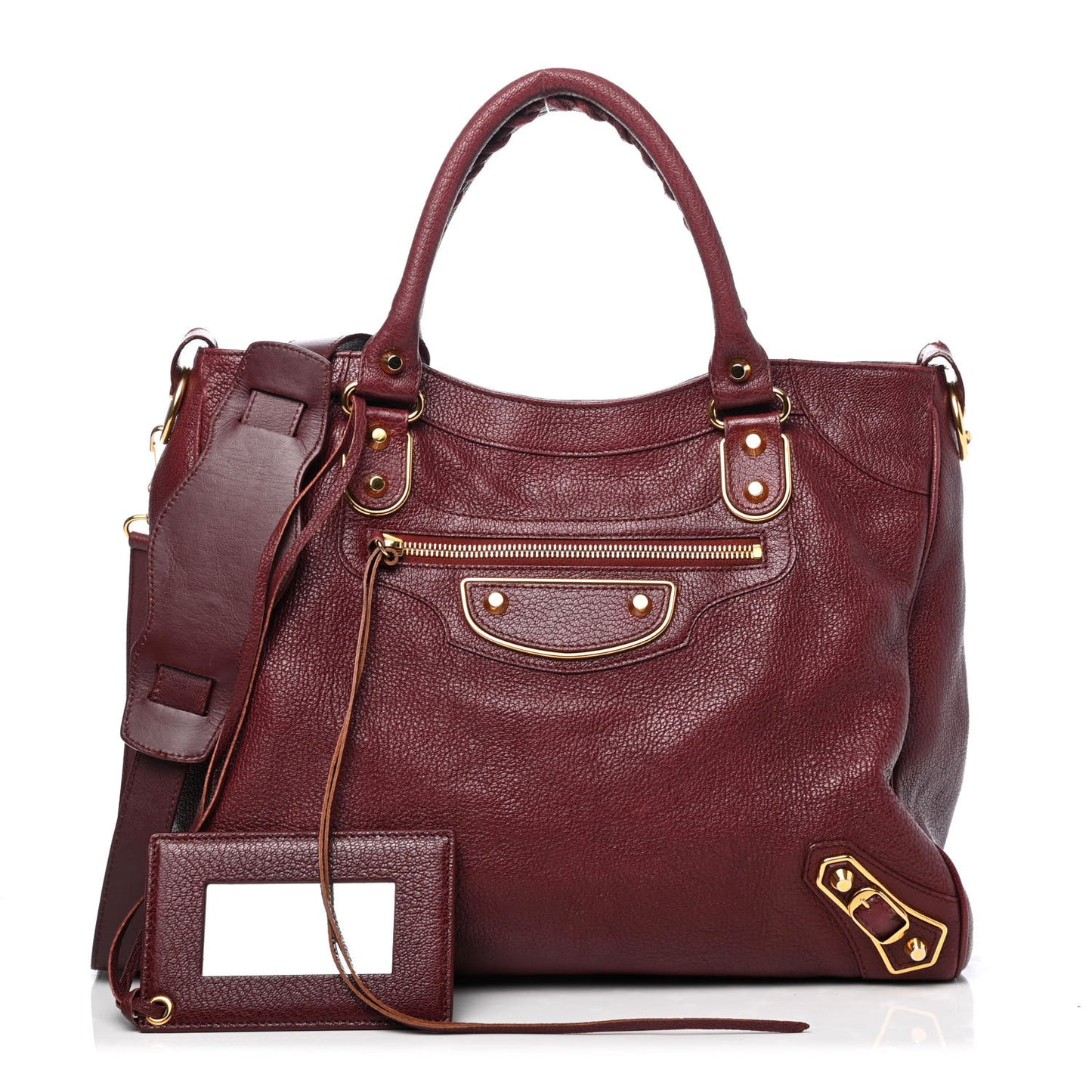 Chevre Gold Metallic Edge Hardware Velo Bordeaux
