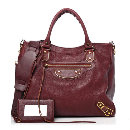 Balenciaga Chevre Gold Metallic Edge Hardware Velo Bordeaux 1 of 4