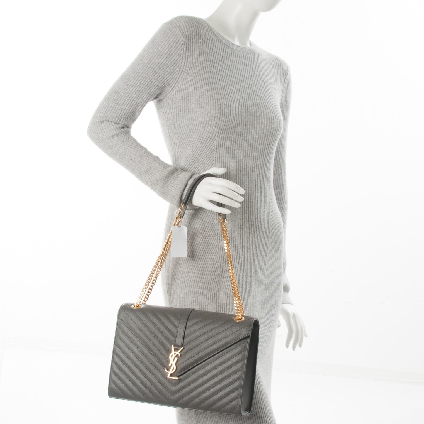 Grain De Poudre Matelasse Chevron Large Monogram Satchel Earth