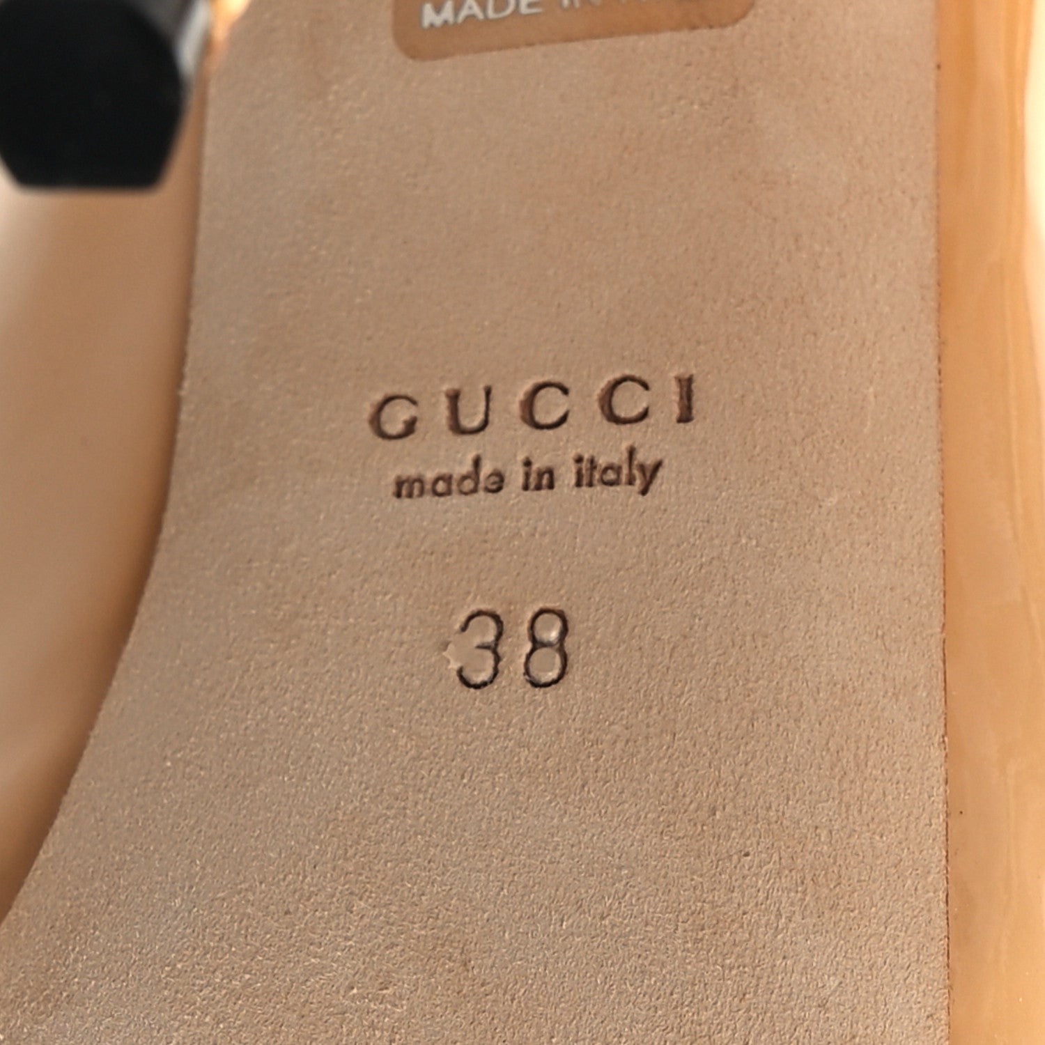 Gucci Patent Raffia Peep Toe Sling Back Sandals 38 Beige 7 of 9