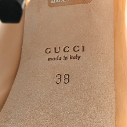 Gucci Patent Raffia Peep Toe Sling Back Sandals 38 Beige 7 of 9