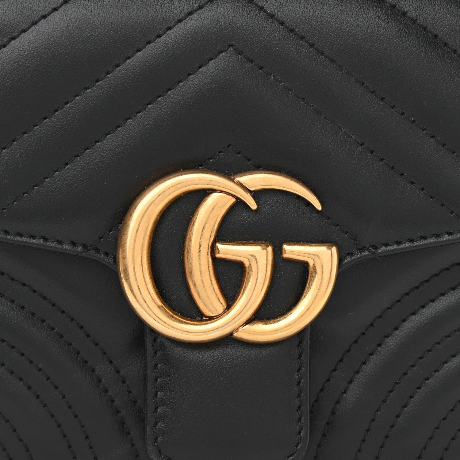 Gucci Calfskin Matelasse Mini GG Marmont Top Handle Shoulder Bag Black 7 of 9