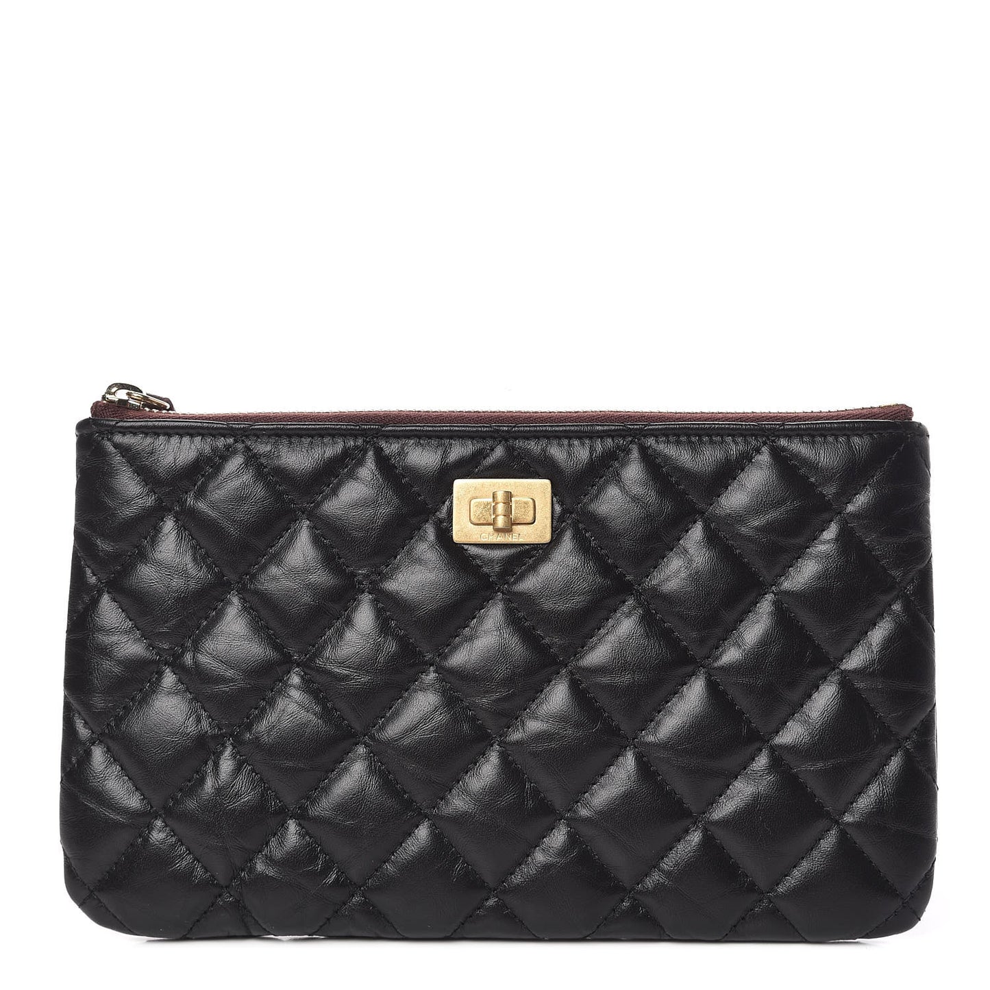 Aged Calfskin Quilted Medium Reissue Cosmetic Case Black