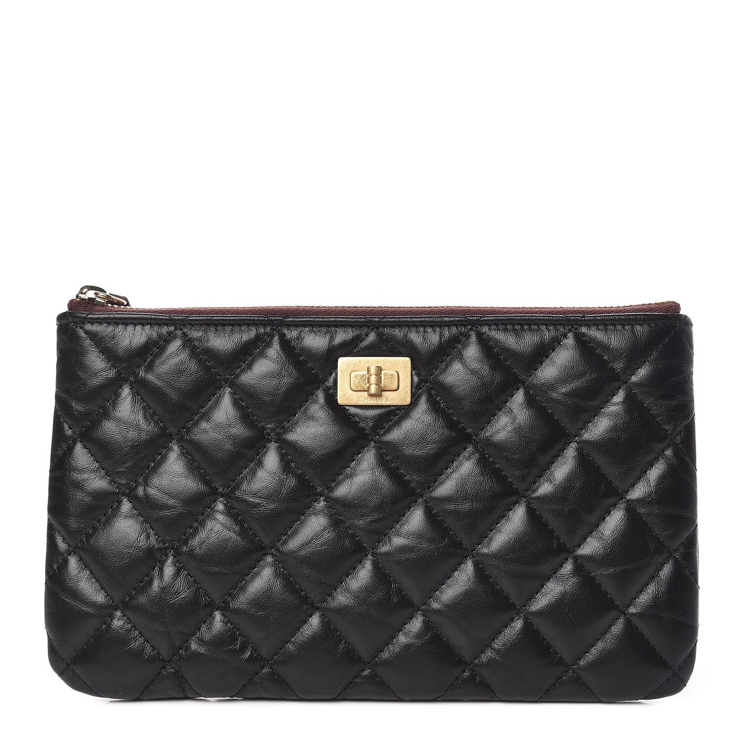 Chanel Aged Calfskin Quilted Medium Reissue Cosmetic Case Black 1 of 7
